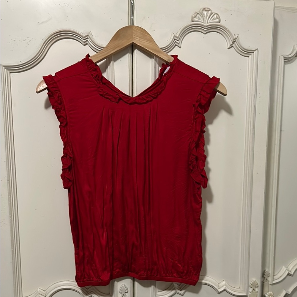 Dear John Vibrant Red Ruffle Blouse